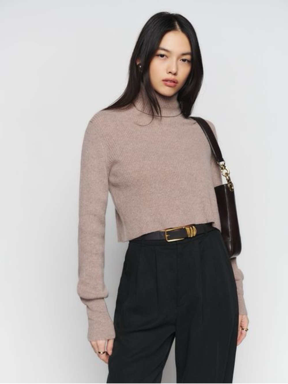**NWT** Reformation Luisa Cropped Cashmere Sweater - Oatmeal - Small